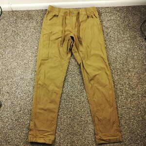 Bylt Weekender Pants Ripstop Cotton Stretch Drawstrings Beige Tan Mens Medium